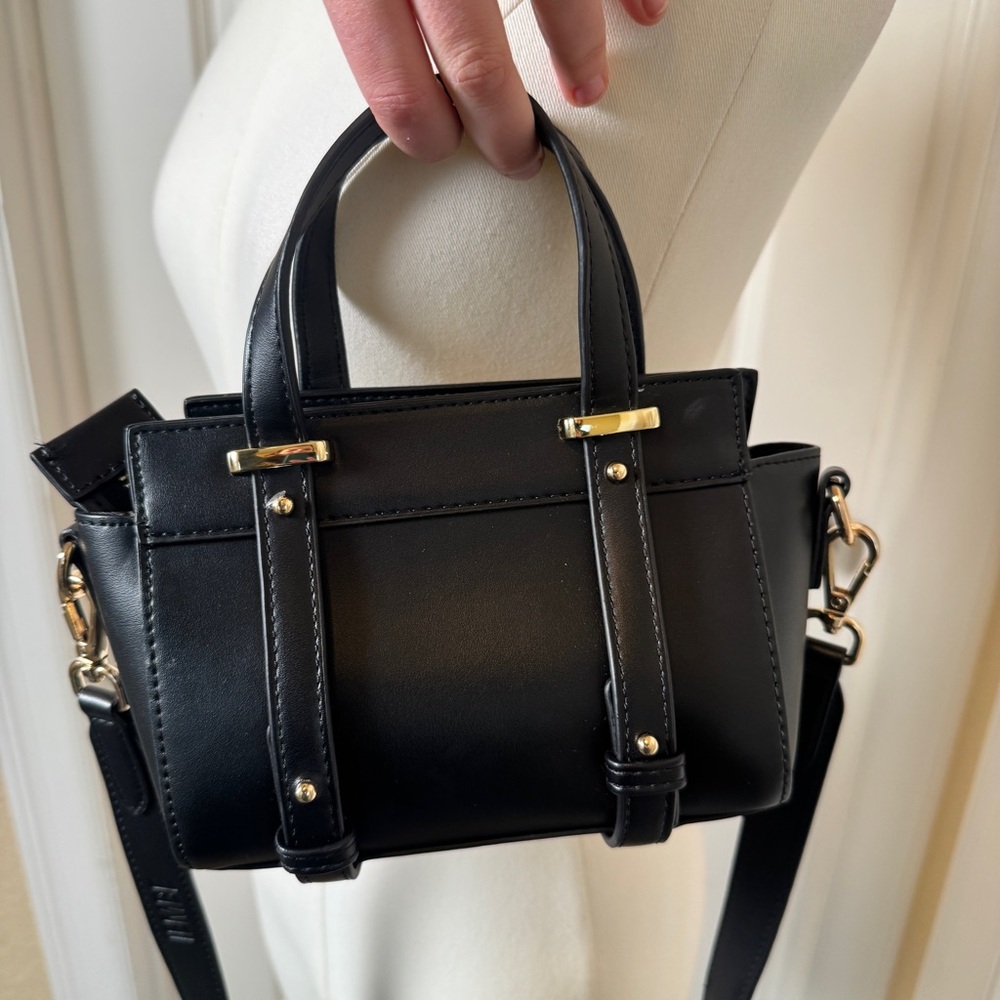 IEMBE by Travis Derry Black Mini Satchel Crossbody Bag Gold Hardware - Picture 6 of 12